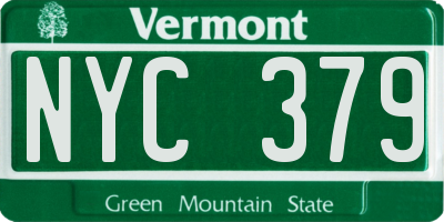 VT license plate NYC379
