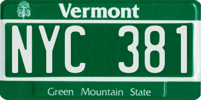 VT license plate NYC381