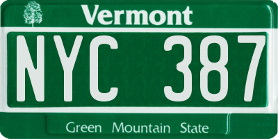 VT license plate NYC387