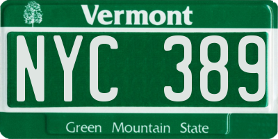 VT license plate NYC389