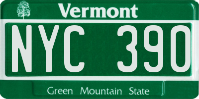 VT license plate NYC390