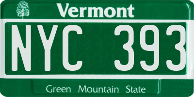 VT license plate NYC393