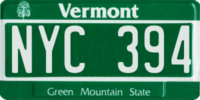 VT license plate NYC394