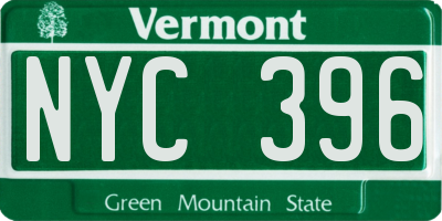 VT license plate NYC396