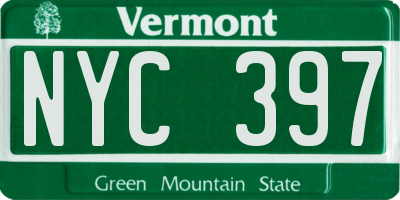 VT license plate NYC397