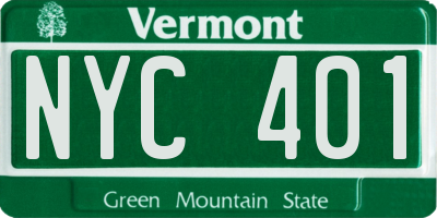 VT license plate NYC401