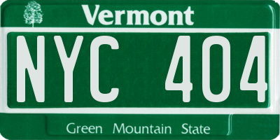 VT license plate NYC404