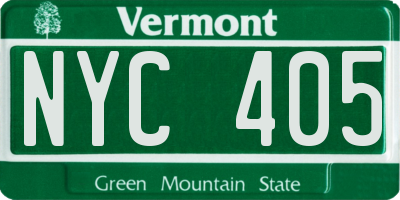 VT license plate NYC405