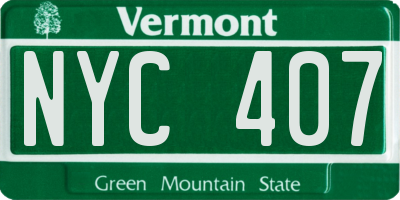 VT license plate NYC407
