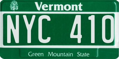 VT license plate NYC410