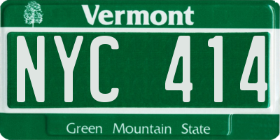 VT license plate NYC414