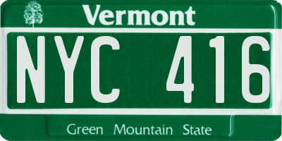 VT license plate NYC416