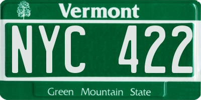 VT license plate NYC422