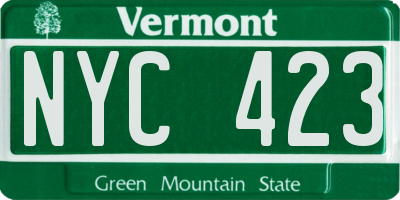 VT license plate NYC423