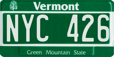 VT license plate NYC426