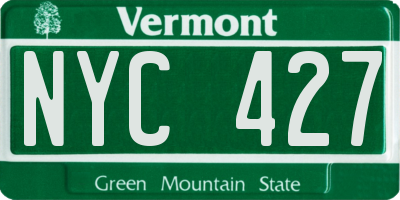 VT license plate NYC427