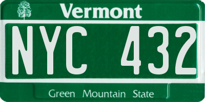 VT license plate NYC432