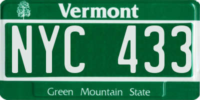 VT license plate NYC433