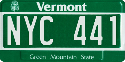 VT license plate NYC441