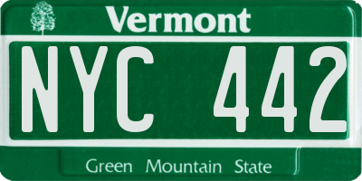 VT license plate NYC442