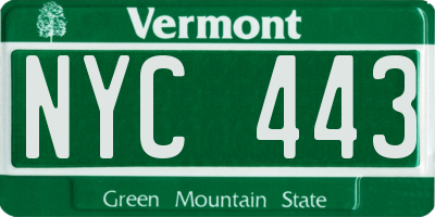 VT license plate NYC443