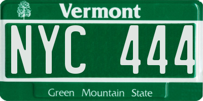 VT license plate NYC444