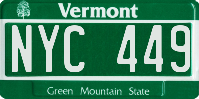 VT license plate NYC449