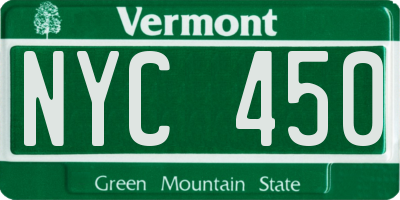VT license plate NYC450