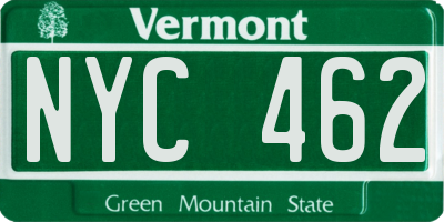 VT license plate NYC462