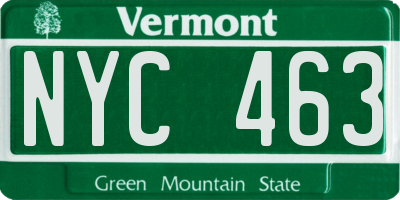 VT license plate NYC463