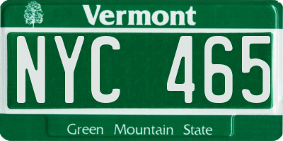 VT license plate NYC465