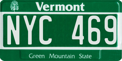VT license plate NYC469