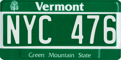 VT license plate NYC476