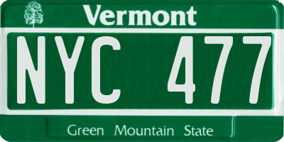 VT license plate NYC477