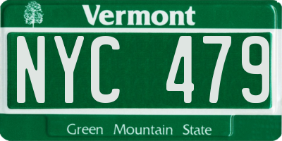 VT license plate NYC479