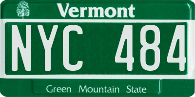 VT license plate NYC484