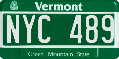 VT license plate NYC489
