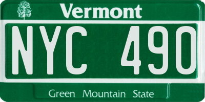 VT license plate NYC490
