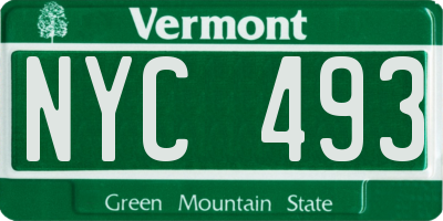 VT license plate NYC493