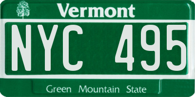 VT license plate NYC495