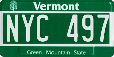 VT license plate NYC497