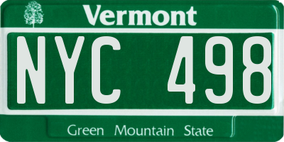 VT license plate NYC498
