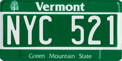 VT license plate NYC521