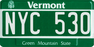 VT license plate NYC530