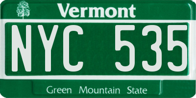 VT license plate NYC535