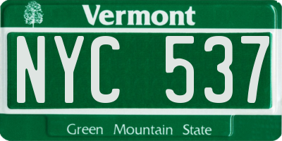VT license plate NYC537