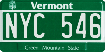VT license plate NYC546