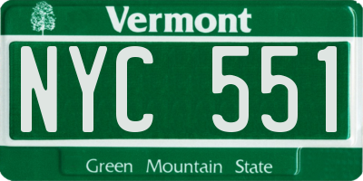 VT license plate NYC551