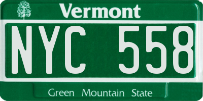 VT license plate NYC558