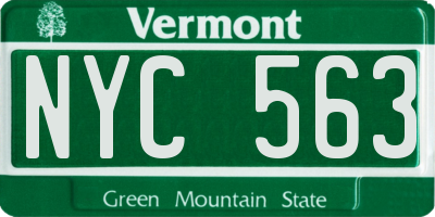 VT license plate NYC563